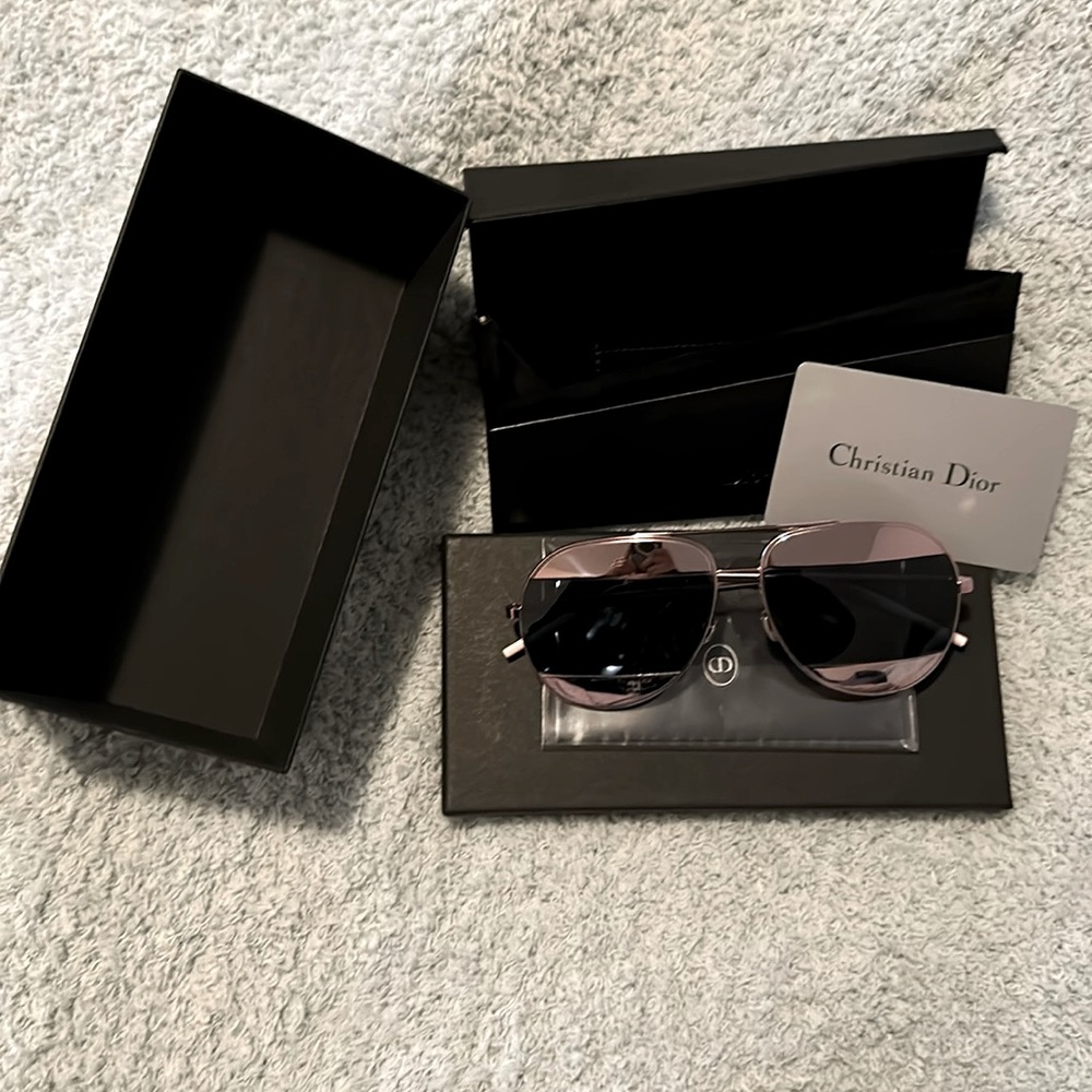 Dior Gold/Black Pink Mirrored Split 1 Aviator Sunglasses